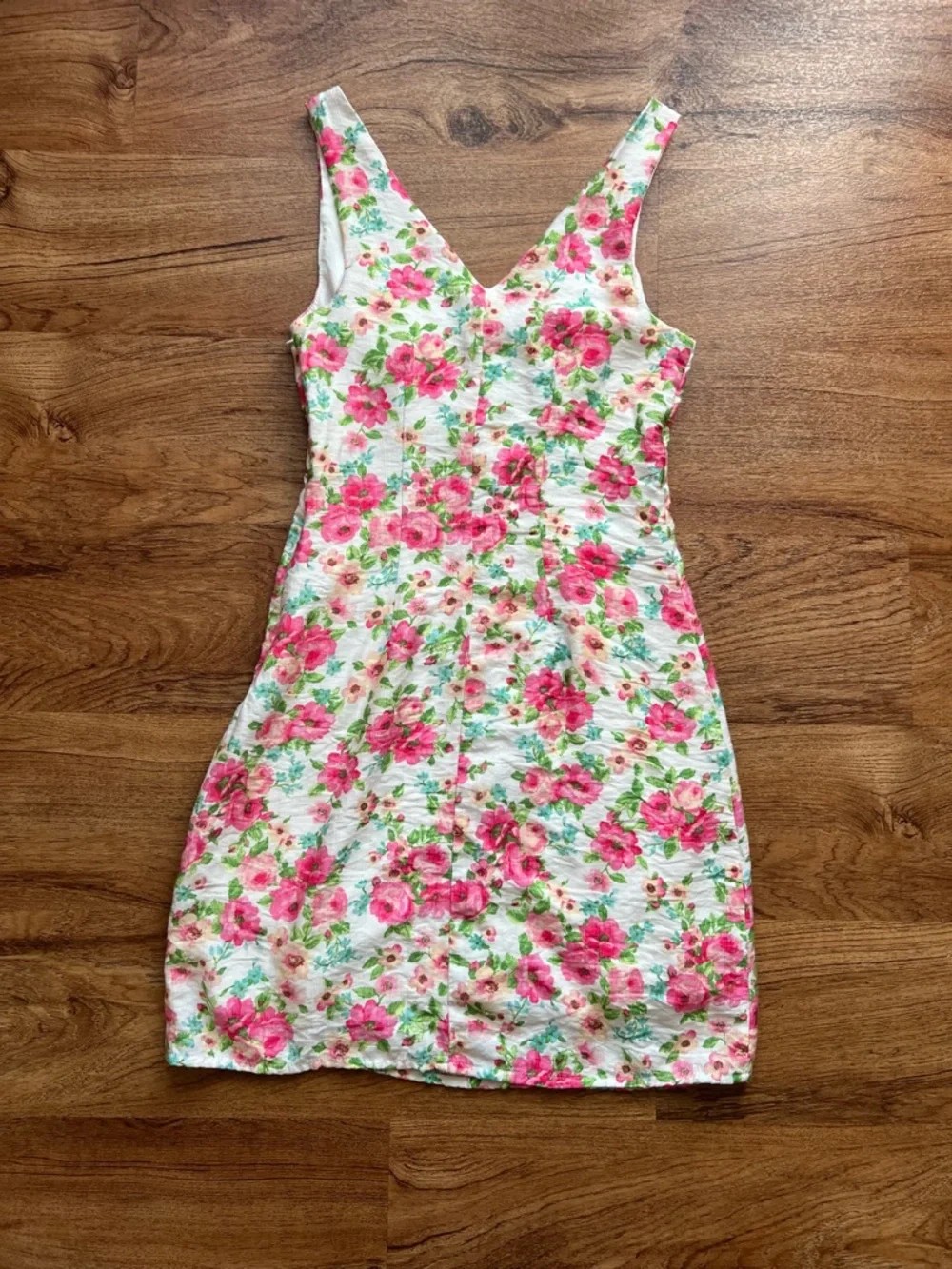 Altar’d State Floral Mini Dress XXS Pink Rose Cottagecore V-Neck Sleeveless - Picture 11 of 12